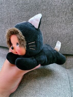 Monchhichi black cat plushies